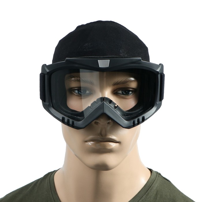 Очки-маска для езды на мототехнике Torso, разборные, стекло прозрачное, черные 