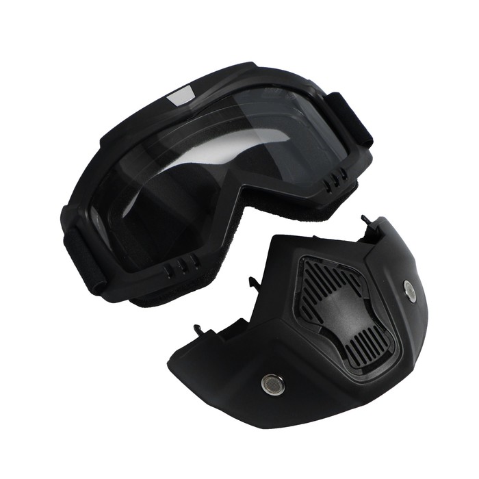 Очки-маска для езды на мототехнике Torso, разборные, стекло прозрачное, черные 