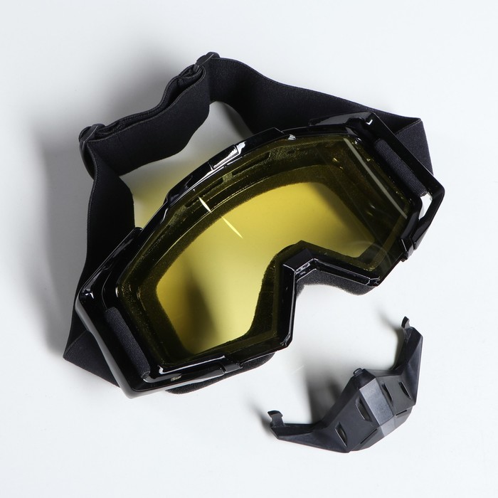 Очки- маска, со съемной защитой носа, стекло двухслойное желтое, черные 