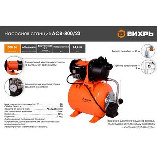 Автоматическая станция водоснабжения Вихрь АСВ 800/19