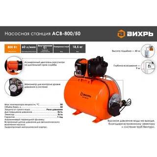 Автоматическая станция водоснабжения Вихрь АСВ 800/50 - фото 2