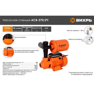 Автоматическая станция водоснабжения Вихрь АСВ 370/2Ч