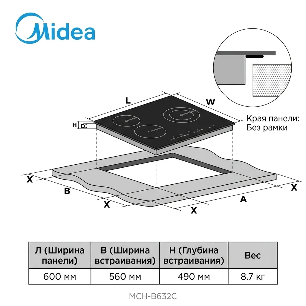 Стеклокерамическая варочная поверхность Midea MCH-B632C - фото 11