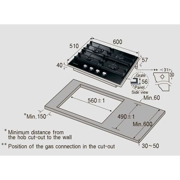 Газовая варочная поверхность Samsung NA64H3010AK - фото 4