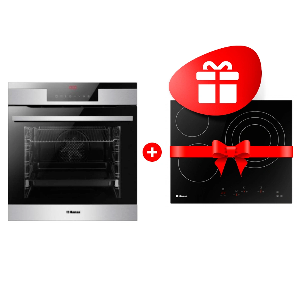 Комплект Стеклокерамическая варочная поверхность Hansa BHC66216 + Встраиваемый духовой шкаф Hansa BOEI697622 