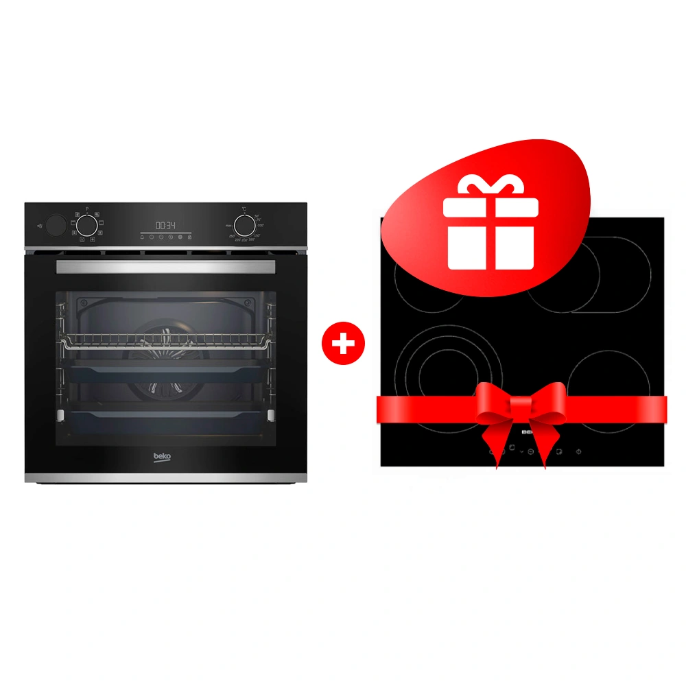 Жиынтық Beko электр пісіру беті HIC 64404 T + Встраиваемый духовой шкаф Beko BBIS13300XMSE 
