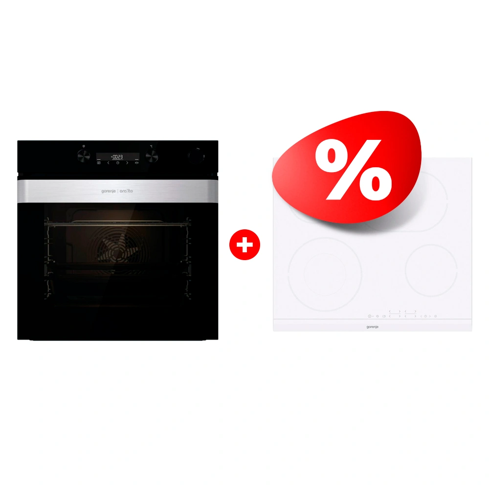 Комплект Электрическая варочная поверхность Gorenje ECT643WCSC + Встраиваемый духовой шкаф Gorenje BSA6737ORAB 