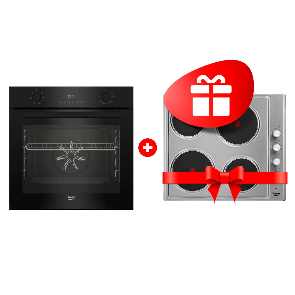 Комплект Электрическая варочная поверхность Beko HIZE 64101 X + Встраиваемый духовой шкаф Beko BBIE17300B 