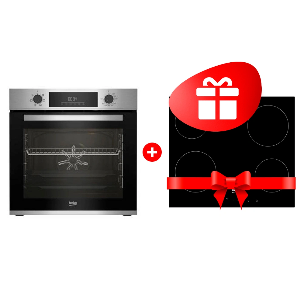 Жиынтық Beko электр пісіру беті HIC 64400 E + Встраиваемый духовой шкаф Beko BBIE12300XD 