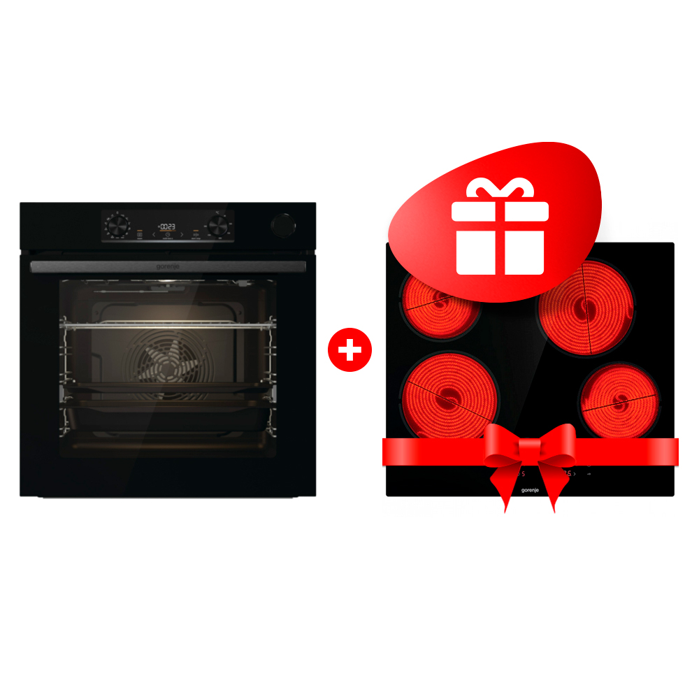 Комплект Стеклокерамическая варочная панель Gorenje ECT64BSCE + Встраиваемый духовой шкаф Gorenje BSA6737E15BG 