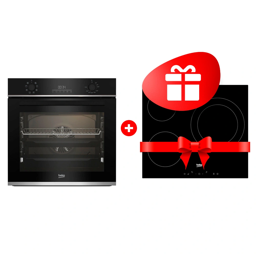 Жиынтық Beko электр пісіру беті HIC 63401 T + Встраиваемый духовой шкаф Beko BBIR13300XC 