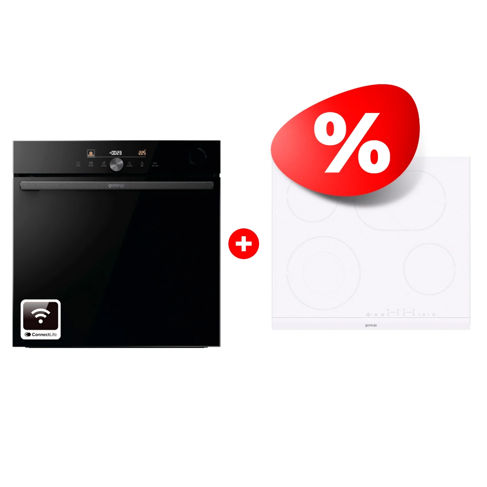 Комплект Электрическая варочная поверхность Gorenje ECT643WCSC + Встраиваемый духовой шкаф Gorenje BPSA6747DGWI 