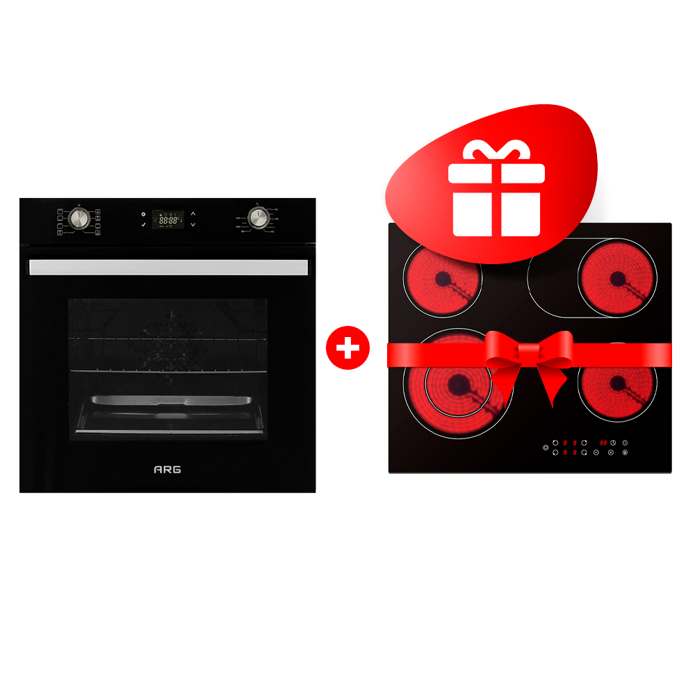 Комплект Стеклокерамическая варочная поверхность ARG YL-CF6601HD + Встраиваемый духовой шкаф ARG MFA 627 Black 