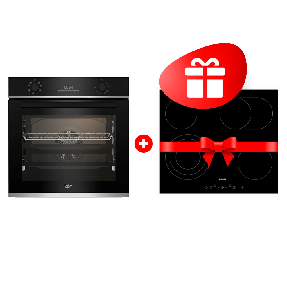 Жиынтық Beko электр пісіру беті HIC 64404 T + Встраиваемый духовой шкаф Beko BBIR13300XC 