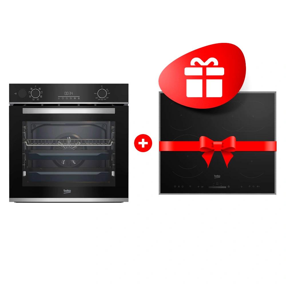 Жиынтық Электрическая варочная поверхность Beko HIC 64503 TX + Встраиваемый духовой шкаф Beko BBIS13300XMSE 
