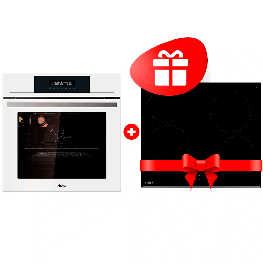 Комплект Стеклокерамическая варочная поверхность Haier HHY-C64RVB + Встраиваемый духовой шкаф Haier HOX-FP3AWB 