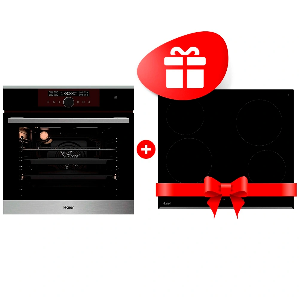 Комплект Стеклокерамическая варочная поверхность Haier HHY-C64RVB + Встраиваемый духовой шкаф Haier HOX-FP5RABX 