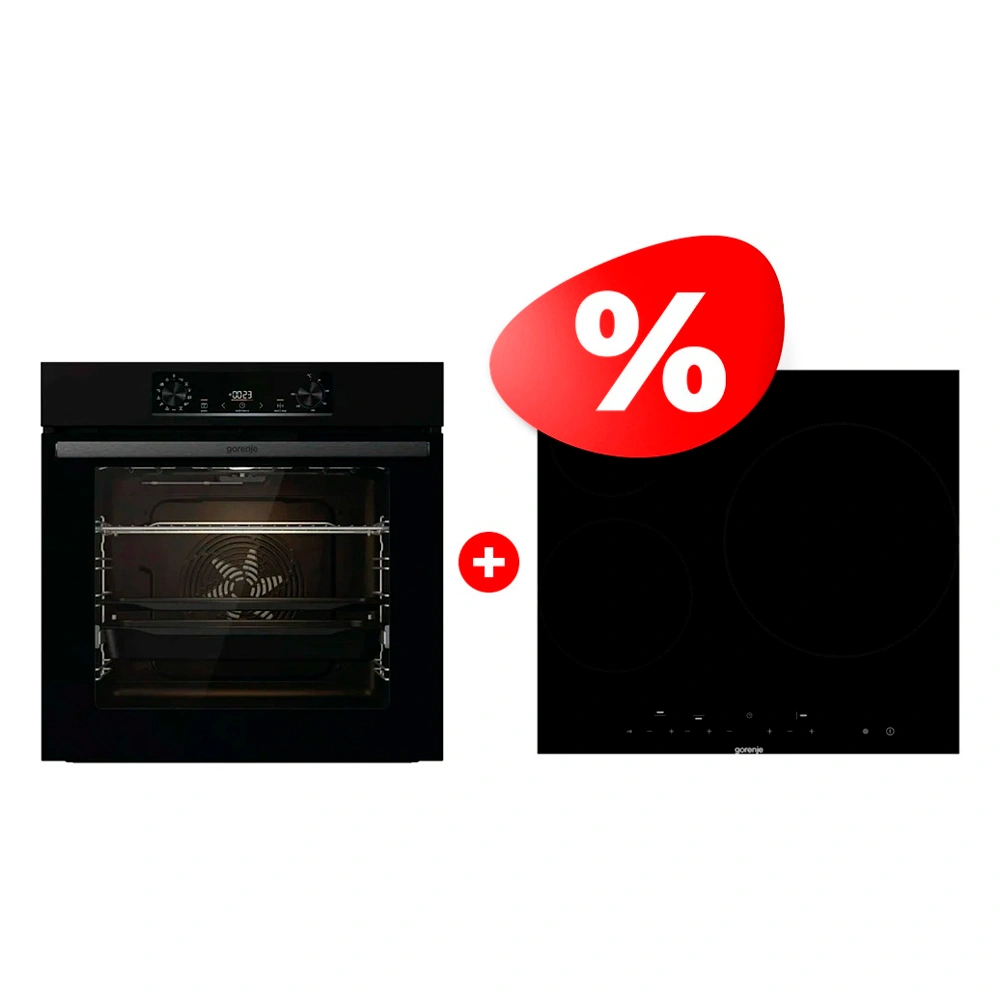 Жиынтық Gorenje электр пісіру беті ECT63ASC + Gorenjie электр пеші BO6737E06B 