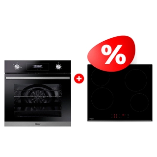 Комплект Стеклокерамическая варочная поверхность Haier HHY-C64RVB + Встраиваемый духовой шкаф Haier HOD-P08TGBX 