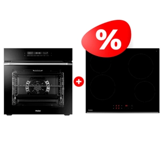 Комплект Стеклокерамическая варочная поверхность Haier HHY-C64RVB + Встраиваемый духовой шкаф Haier HOQ-P16AN5GB 