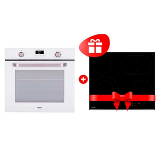Жиынтық Haier шыны керамикалық плитасы HHY-C64ROVB + Haier кіріктірілген тұмшапеш HOX-P11HGW 