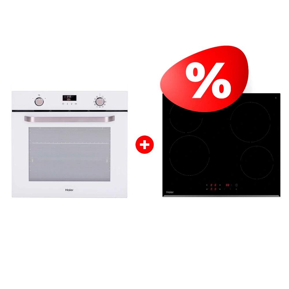 Комплект Стеклокерамическая варочная поверхность Haier HHY-C64RVB + Встраиваемый духовой шкаф Haier HOX-P11HGW 