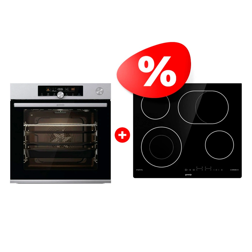 Жиынтық Gorenje электр пісіру беті ECT643SYB + Gorenje кіріктірілетін электр пеші BSA6747A04X 