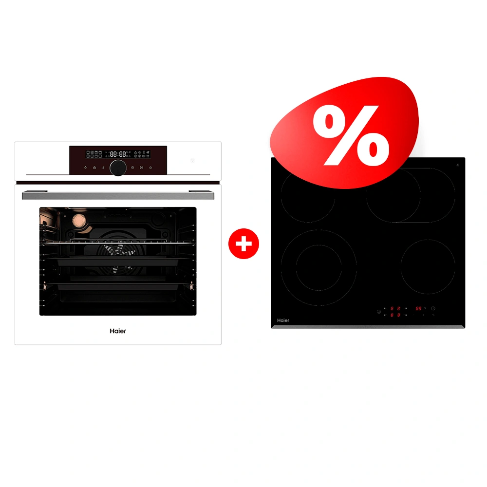 Комплект Стеклокерамическая варочная поверхность Haier HHY-C64ROVB + Встраиваемый духовой шкаф Haier HOX-FP5RAWB 