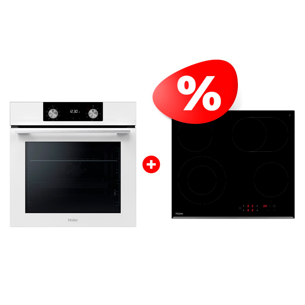 Жиынтық Haier шыны керамикалық плитасы HHY-C64ROVB + Haier Кірістірілетін пеші HOQ-K2ANN3WB 