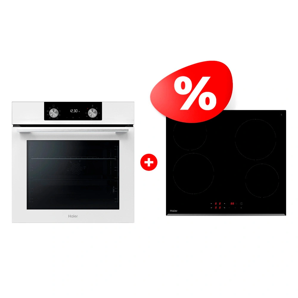 Комплект Стеклокерамическая варочная поверхность Haier HHY-C64RVB + Встраиваемый духовой шкаф Haier HOQ-K2ANN3WB 