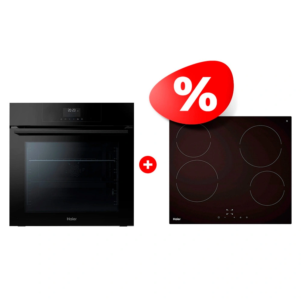 Комплект Стеклокерамическая варочная поверхность Haier HHY-C64NVTB + Встраиваемый духовой шкаф Haier HOQ-F3AAN3GB 