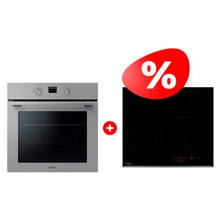 Комплект Стеклокерамическая варочная поверхность Haier HHY-C64ROVB + Встраиваемый духовой шкаф Haier HOQ-K4AAN3GG 