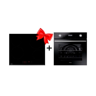 Комплект Стеклокерамическая варочная поверхность Haier HHY-C64RVB + Встраиваемый духовой шкаф Haier HOD-P08WGB 