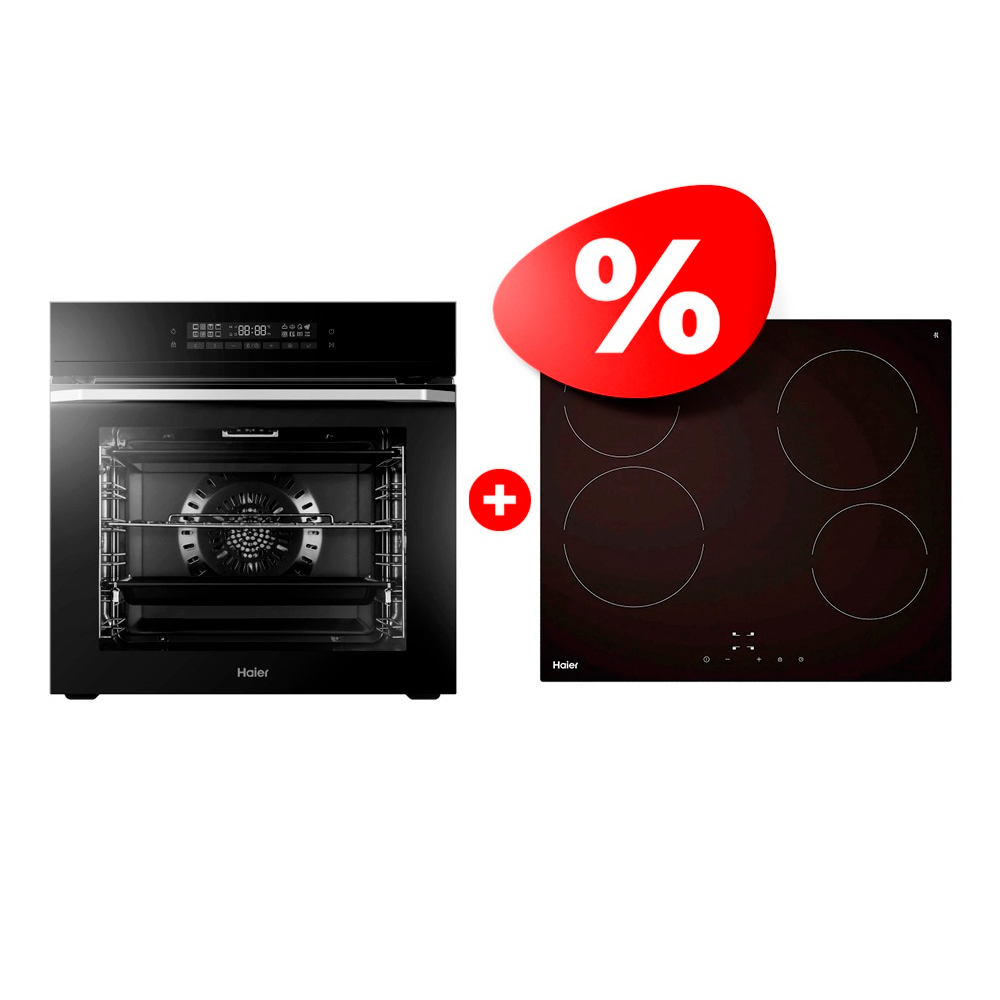 Комплект Стеклокерамическая варочная поверхность Haier HHY-C64NVTB + Встраиваемый духовой шкаф Haier HOQ-F5AAGB 