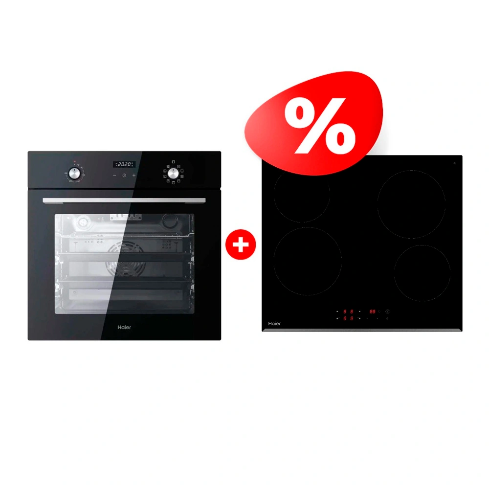 Комплект Стеклокерамическая варочная поверхность Haier HHY-C64RVB + Встраиваемый духовой шкаф Haier HOY-P09NCGB 