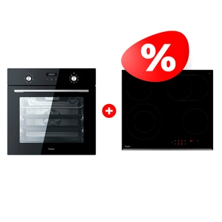 Жиынтық Haier шыны керамикалық плитасы HHY-C64ROVB + Встраиваемый духовой шкаф Haier HOX-P09CGB 