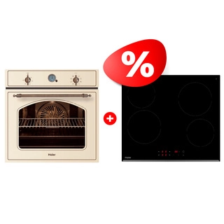 Комплект Стеклокерамическая варочная поверхность Haier + Встраиваемый духовой шкаф Haier HHY-C64RVB + HOX-C09ATQBC