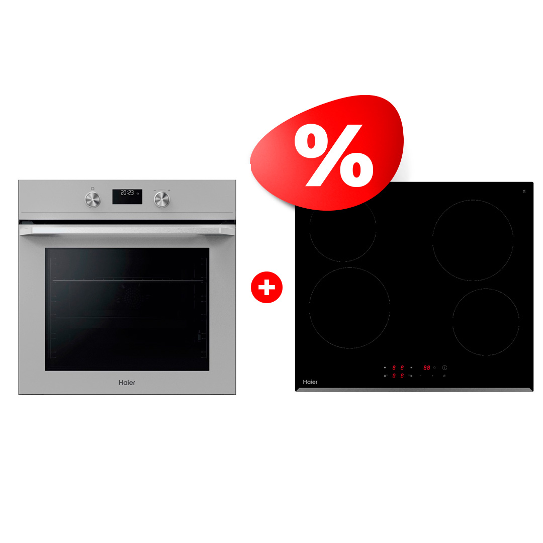 Жиынтық Haier шыны керамикалық плитасы HHY-C64RVB + Встраиваемый духовой шкаф Haier HOQ-K5AAN3GG 