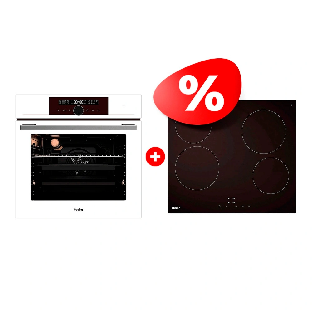 Комплект Стеклокерамическая варочная поверхность Haier HHY-C64NVTB + Встраиваемый духовой шкаф Haier HOX-FP5RAWB 