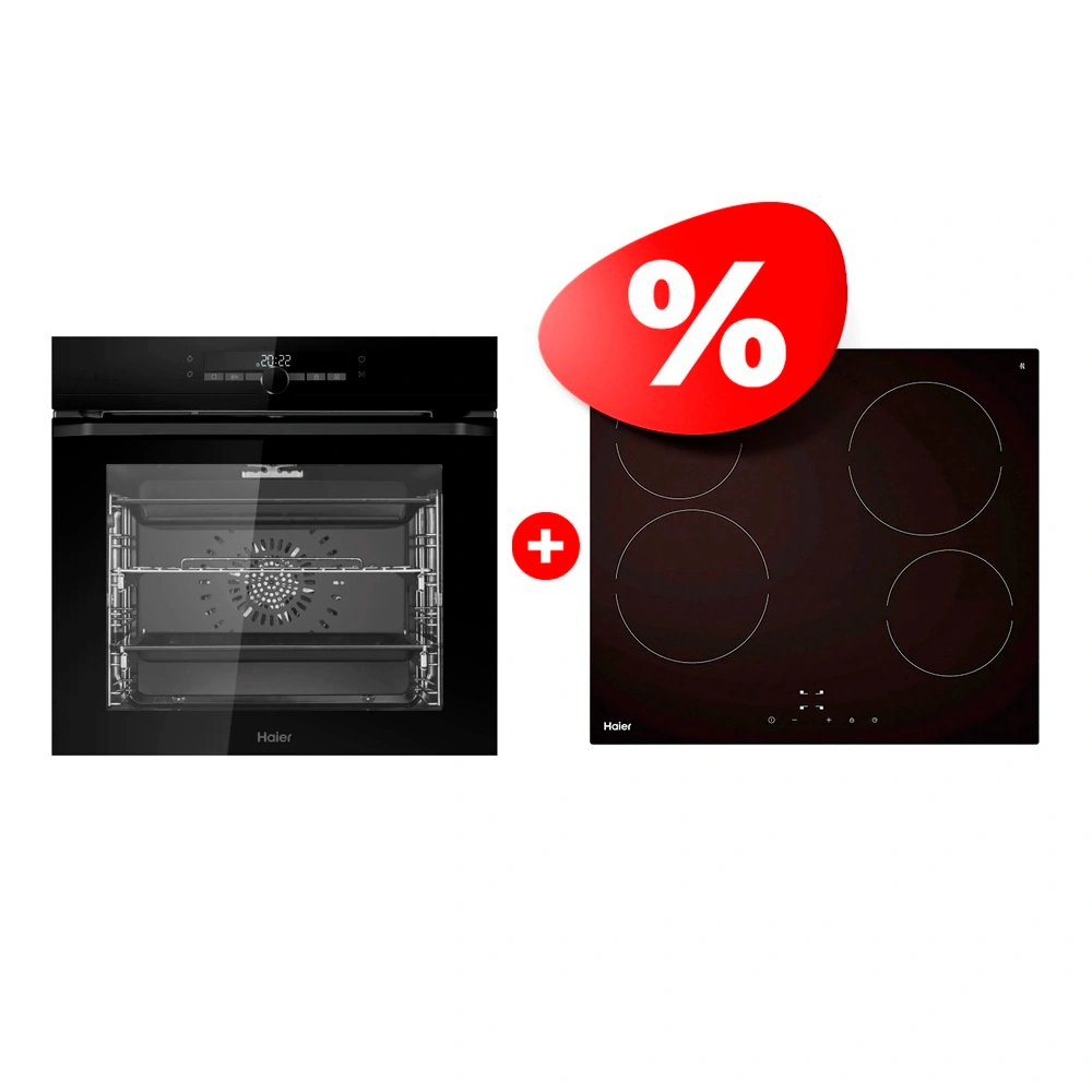 Жиынтық Стеклокерамическая варочная поверхность Haier HHY-C64NVTB + Haier кіріктірілетін пеші HOD-P08TGW 