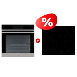 Жиынтық Haier шыны керамикалық плитасы HHY-C64ROVB +  Haier тұмша шкафы HOQ-P16AS5SX 