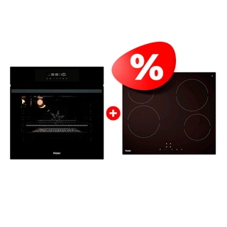 Комплект Стеклокерамическая варочная поверхность Haier HHY-C64NVTB + Встраиваемый духовой шкаф Haier HOX-FP3AGB 