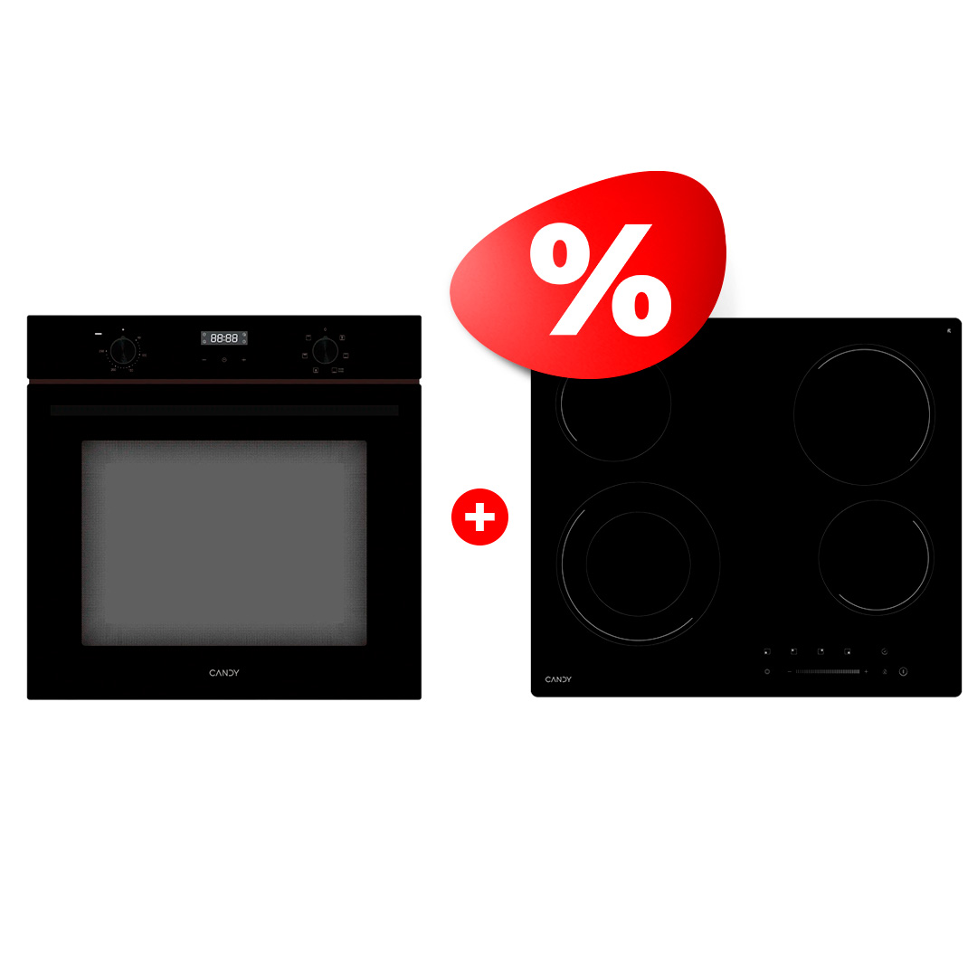 Комплект Стеклокерамическая варочная поверхность Candy + Встраиваемый духовой шкаф Candy CHXC64DB + COSMO COXK06LNBB