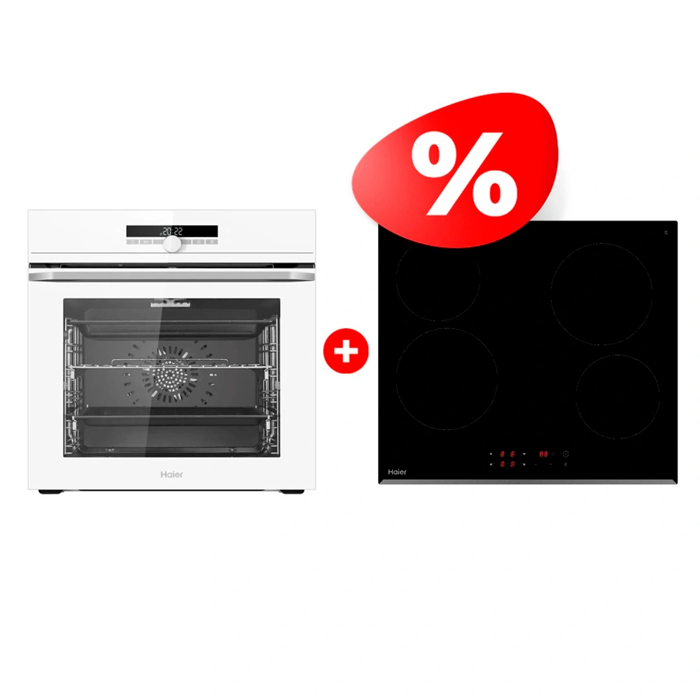 Жиынтық Haier шыны керамикалық плитасы HHY-C64RVB + Кіріктірілген тұмшапештер HOQ-F6CASGW 