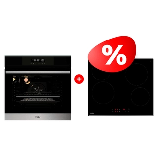 Комплект Стеклокерамическая варочная поверхность Haier HHY-C64RVB + Встраиваемый духовой шкаф Haier HOX-FP3ABX 