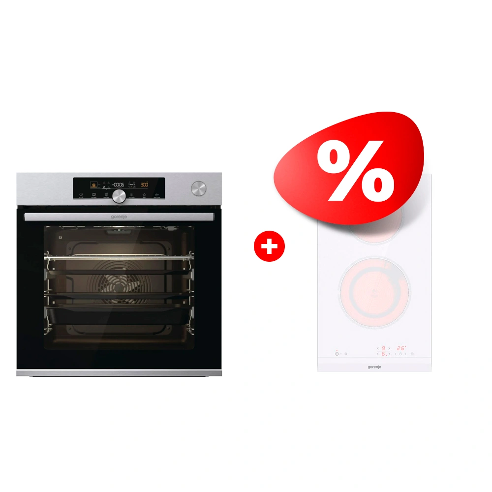 Жиынтық Gorenje электрлік пісіру беті ECT322WCS + Gorenje кіріктірілетін электр пеші BSA6747A04X 