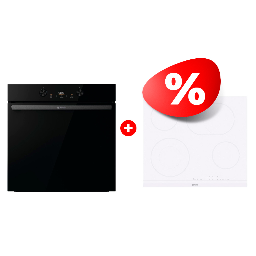 Жиынтық Gorenje электрлік пісіру беті ECT643WCSC + Духовой шкаф Gorenje BOS6737E20FBG  Жиынтық Gorenje электрлік пісіру беті ECT643WCSC + Духовой шкаф Gorenje BOS6737E20FBG