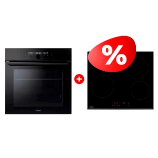 Комплект Стеклокерамическая варочная поверхность Haier HHY-C64RVB + Встраиваемый духовой шкаф Haier HOQ-F6QSN3GB 