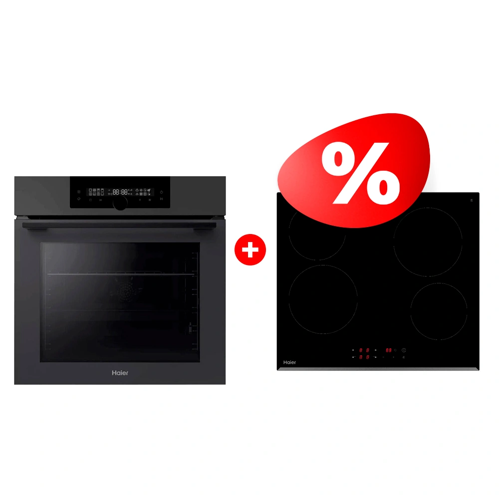 Комплект Стеклокерамическая варочная поверхность Haier HHY-C64RVB + Встраиваемый духовой шкаф Haier HOQ-F6QSN3DG 