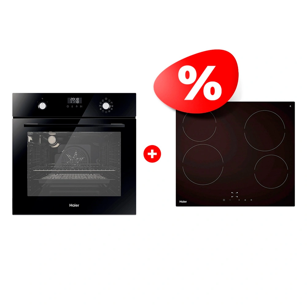 Жиынтық Стеклокерамическая варочная поверхность Haier HHY-C64NVTB +  Haier тұмша шкафы HOX-P11CGB 